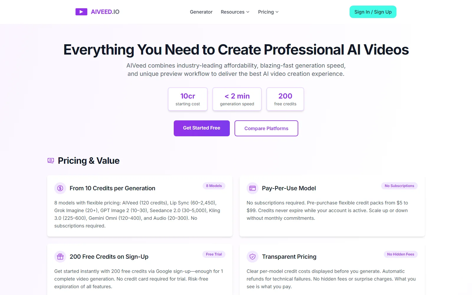 AIVeed features page