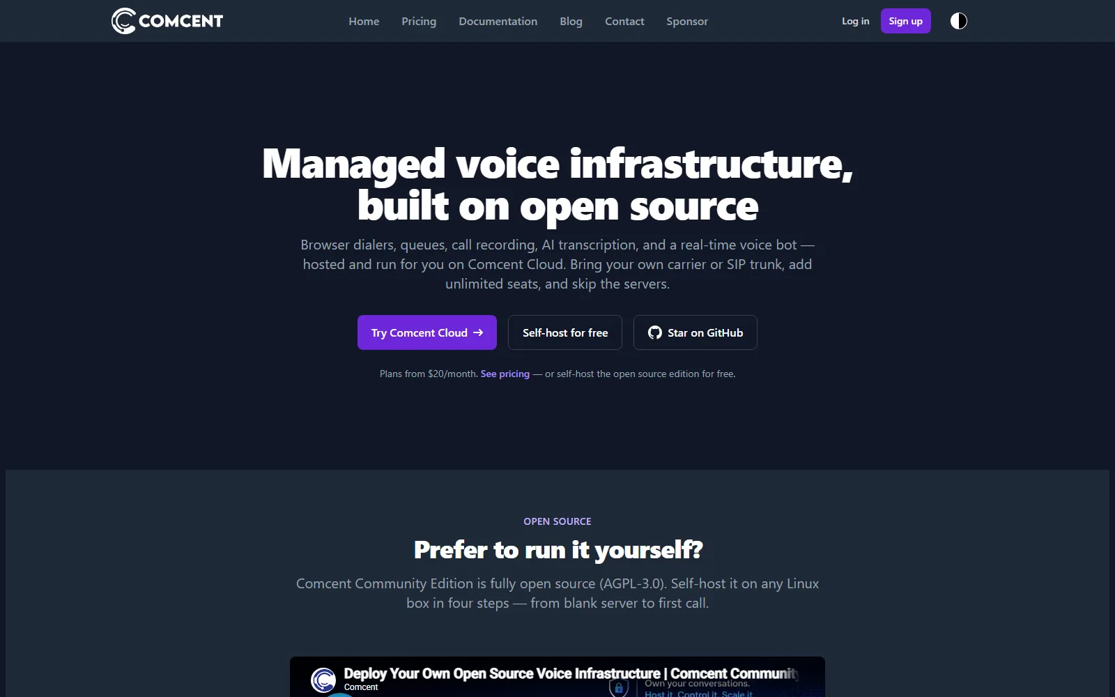 Comcent homepage