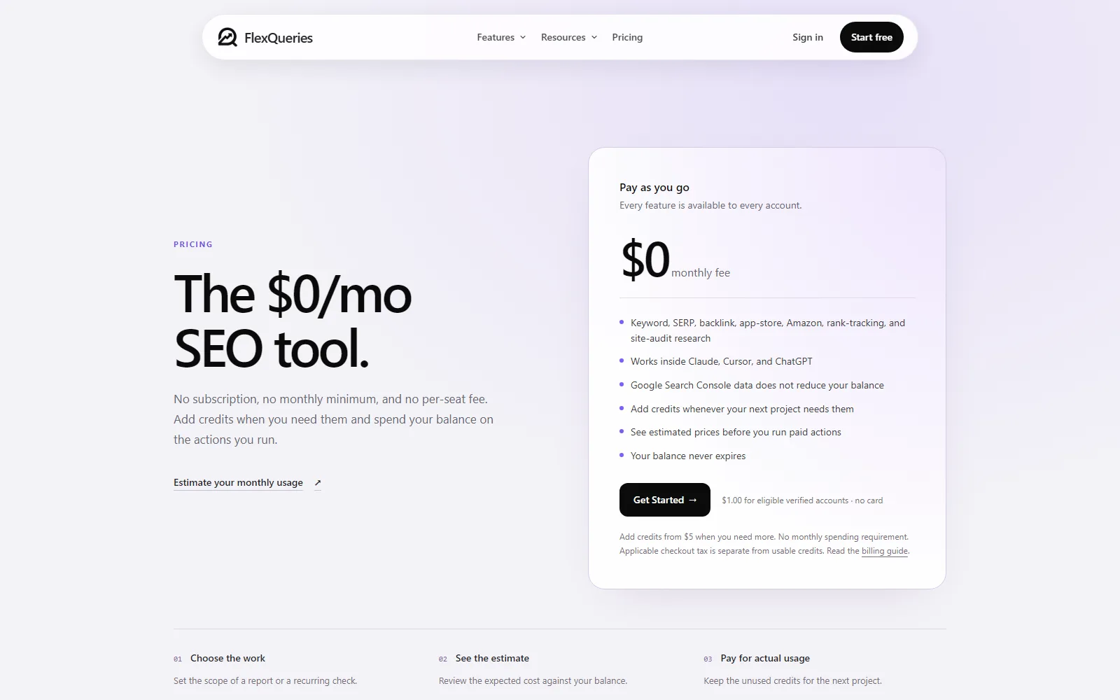 FlexQueries pricing page