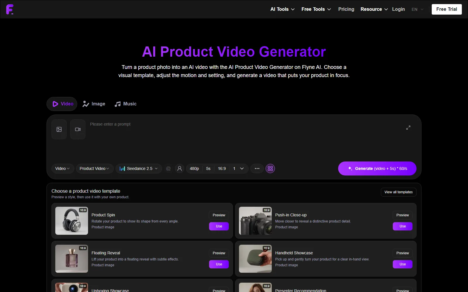 Flyne AI features page