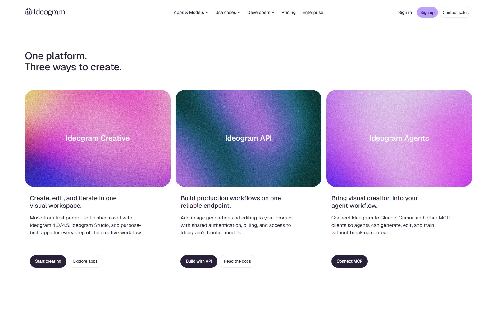 Ideogram homepage, further down the page