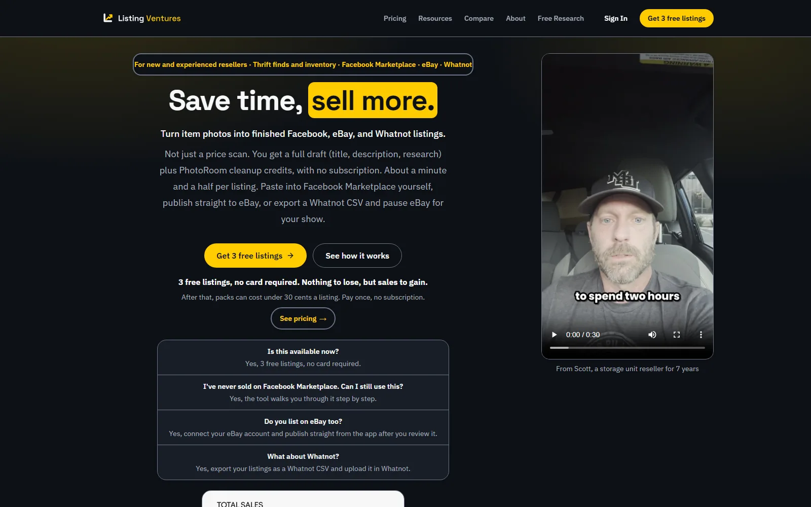 Listing Ventures AI homepage