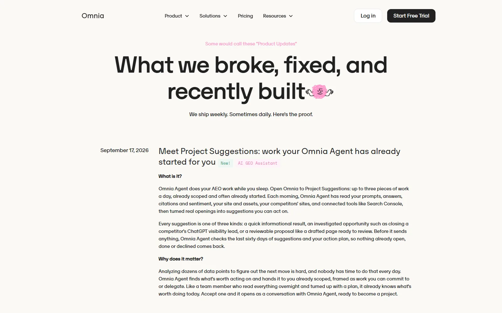Omnia features page