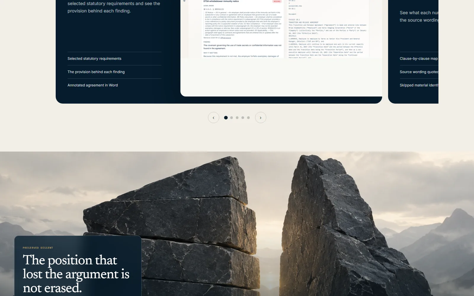 Pilot5 Legal homepage, further down the page