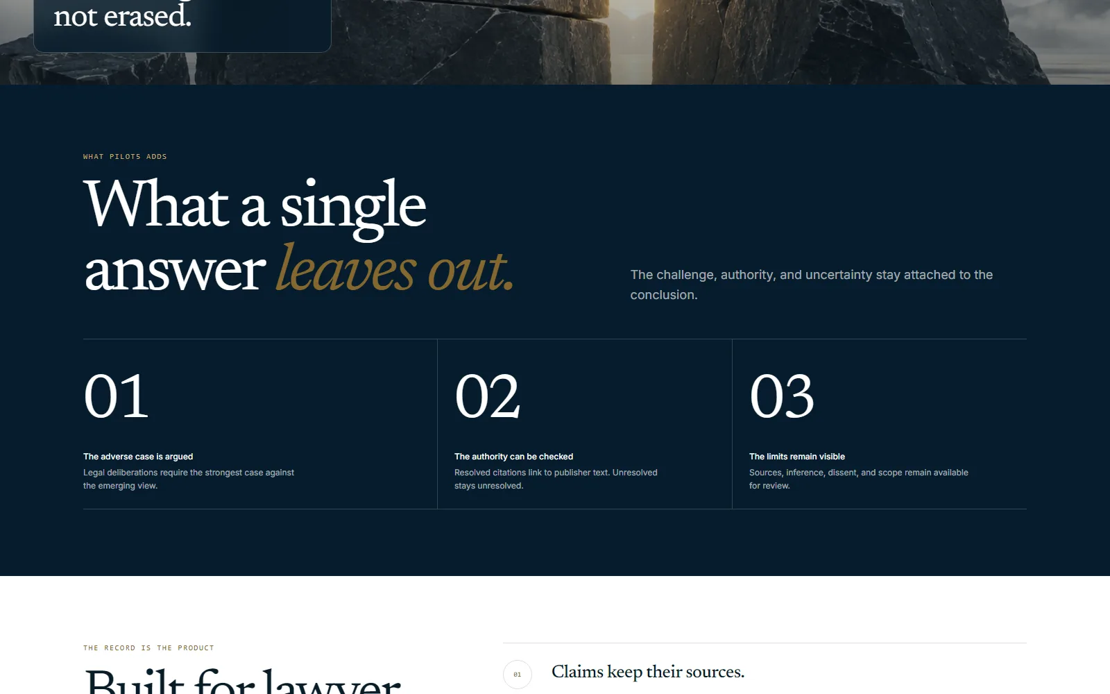 Pilot5 Legal homepage, further down the page