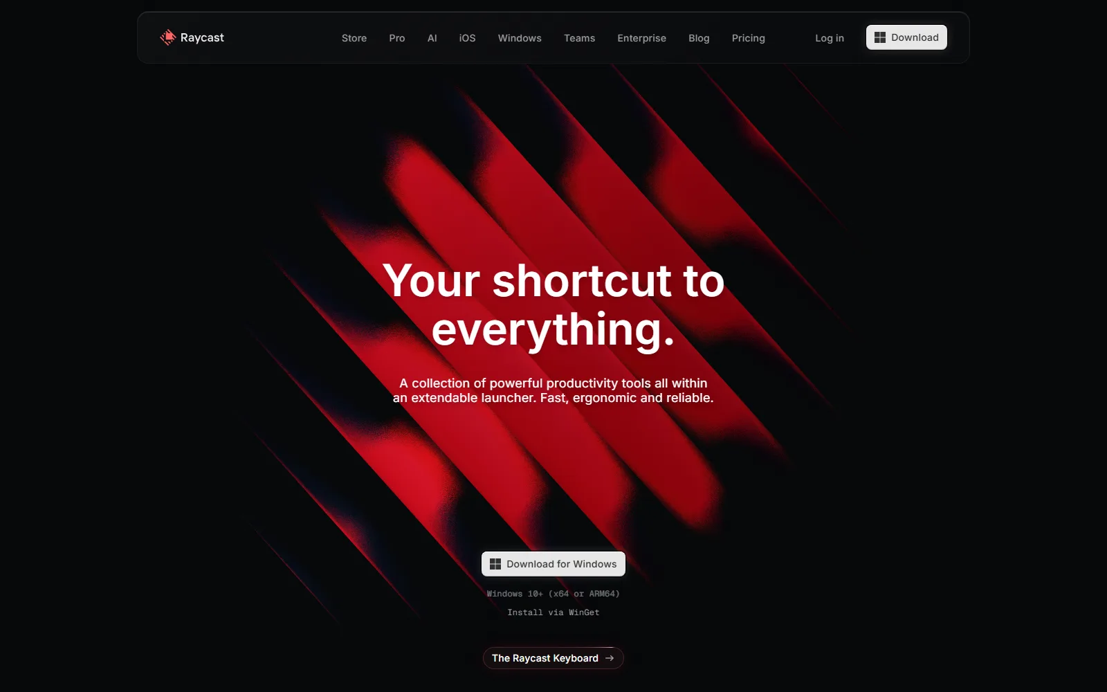 Raycast homepage
