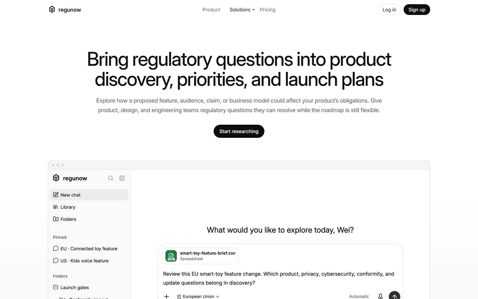 Regunow features page