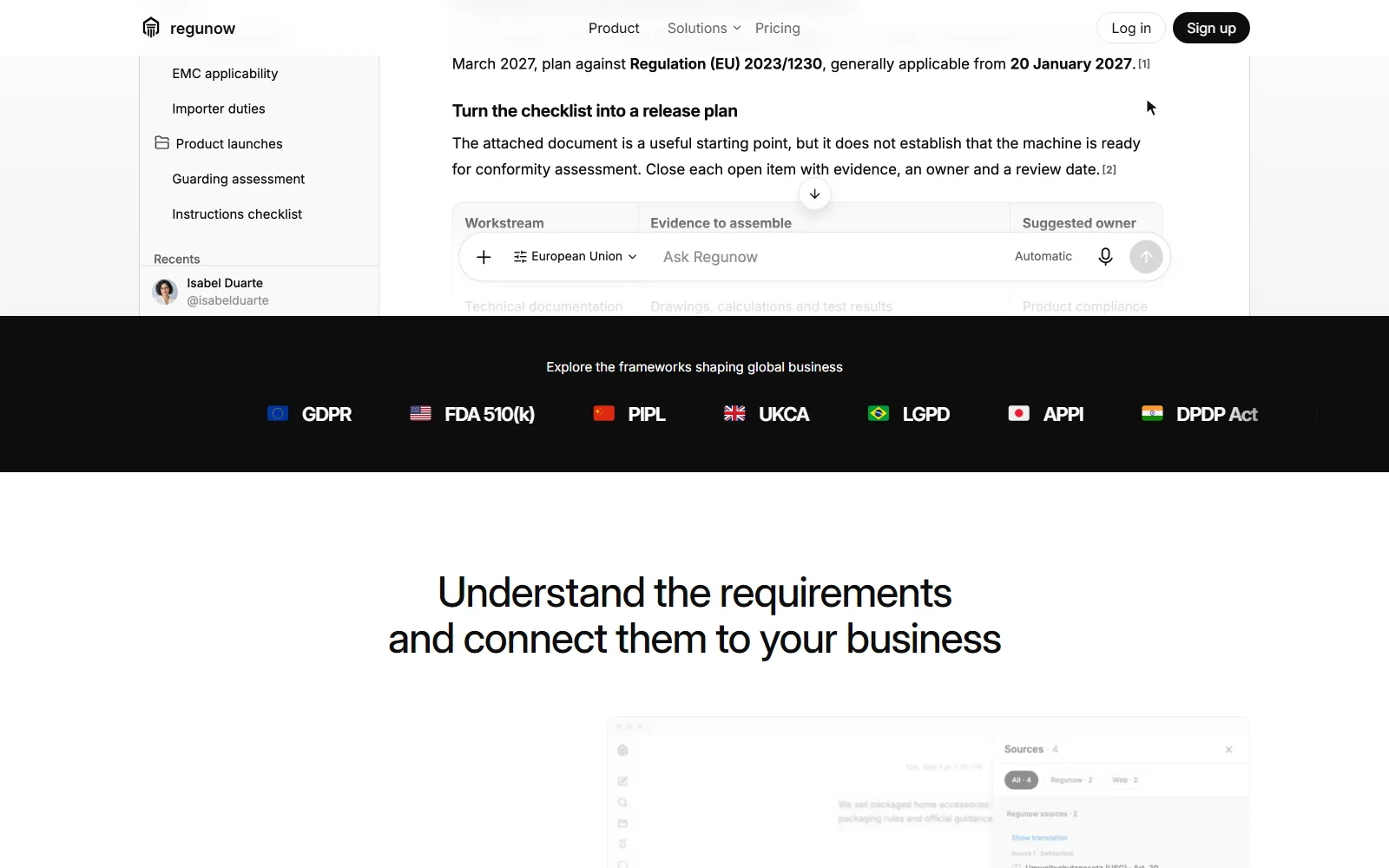 Regunow homepage, further down the page