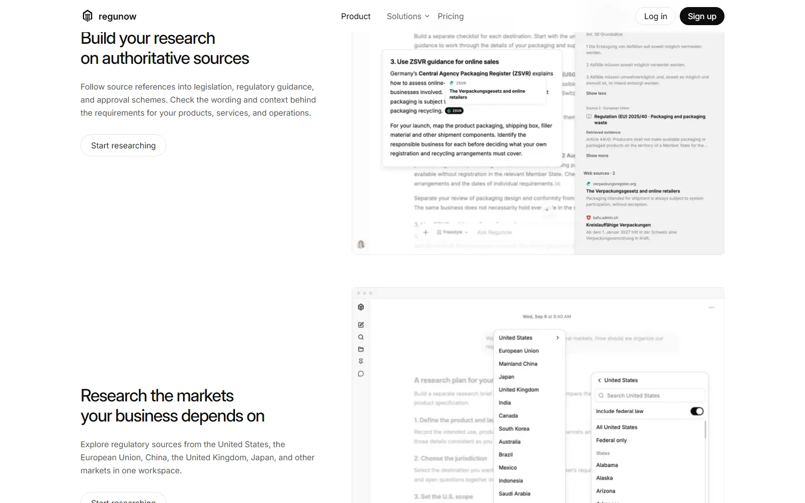 Regunow homepage, further down the page