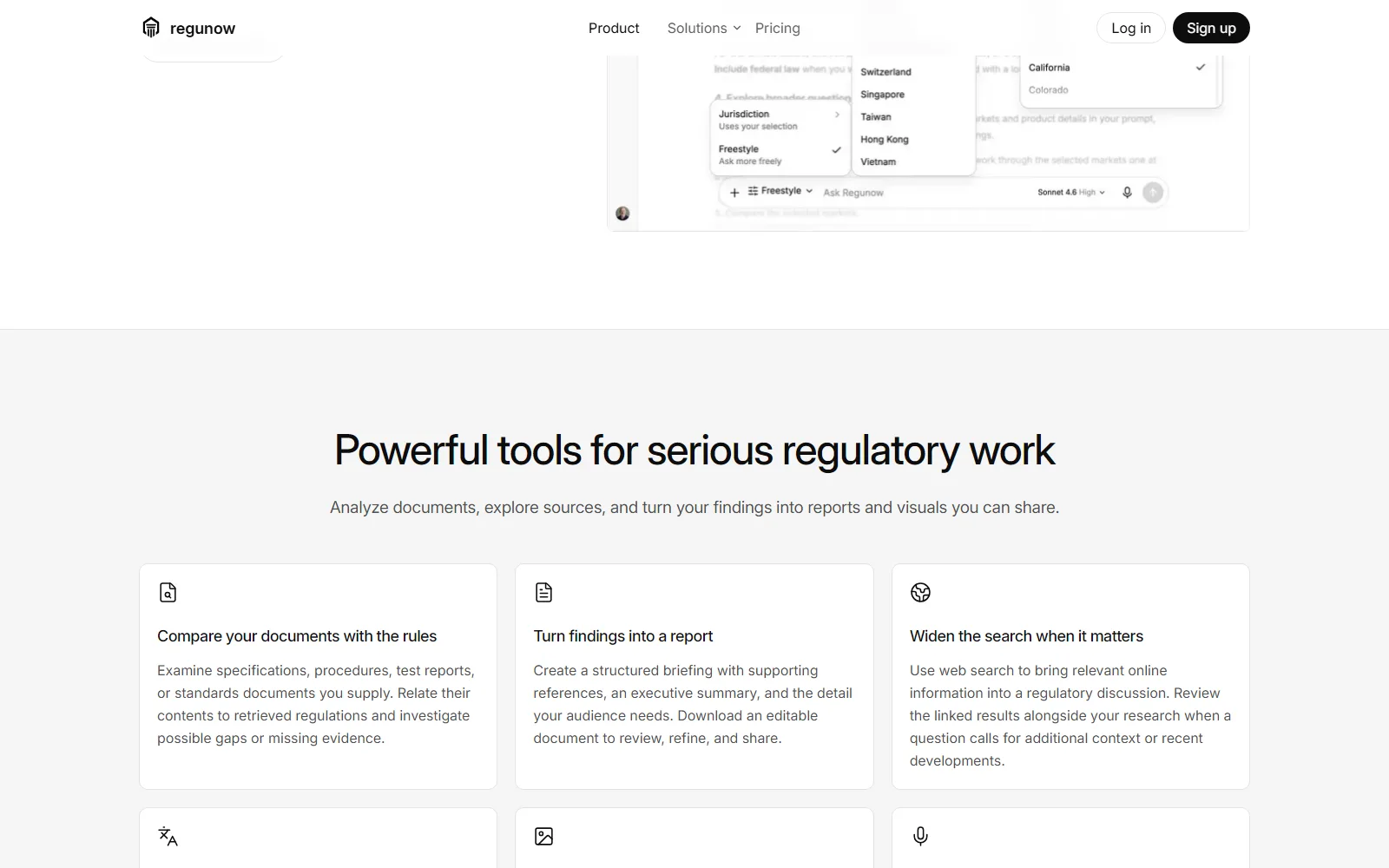 Regunow homepage, further down the page