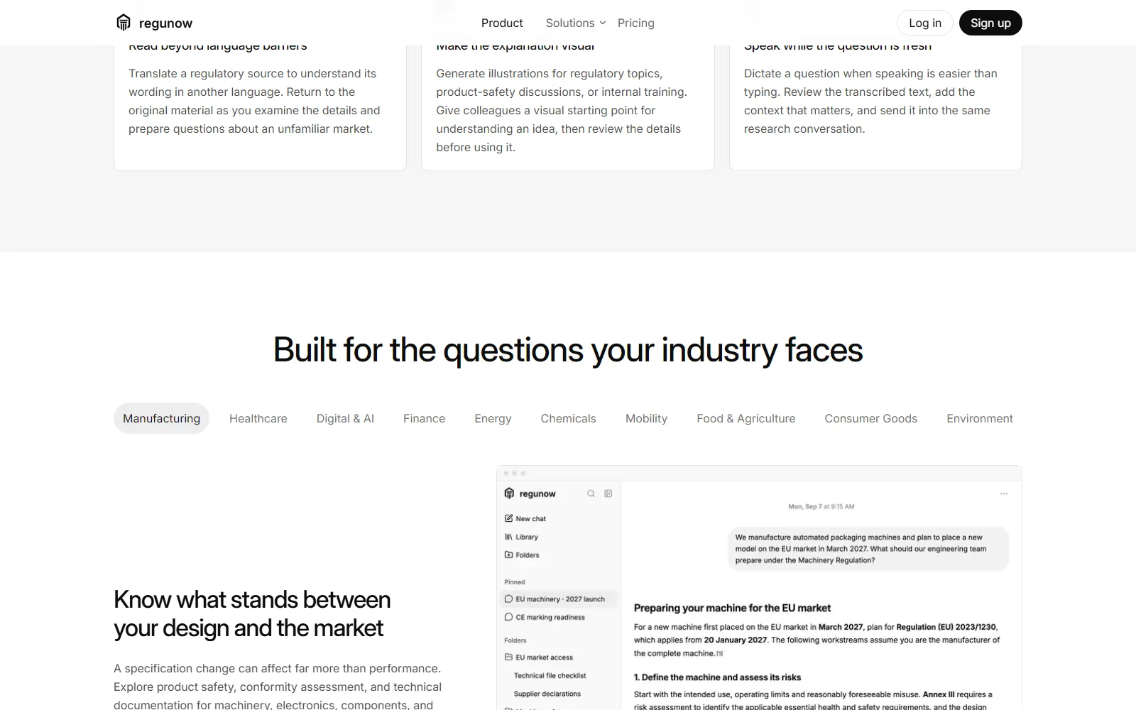 Regunow homepage, further down the page