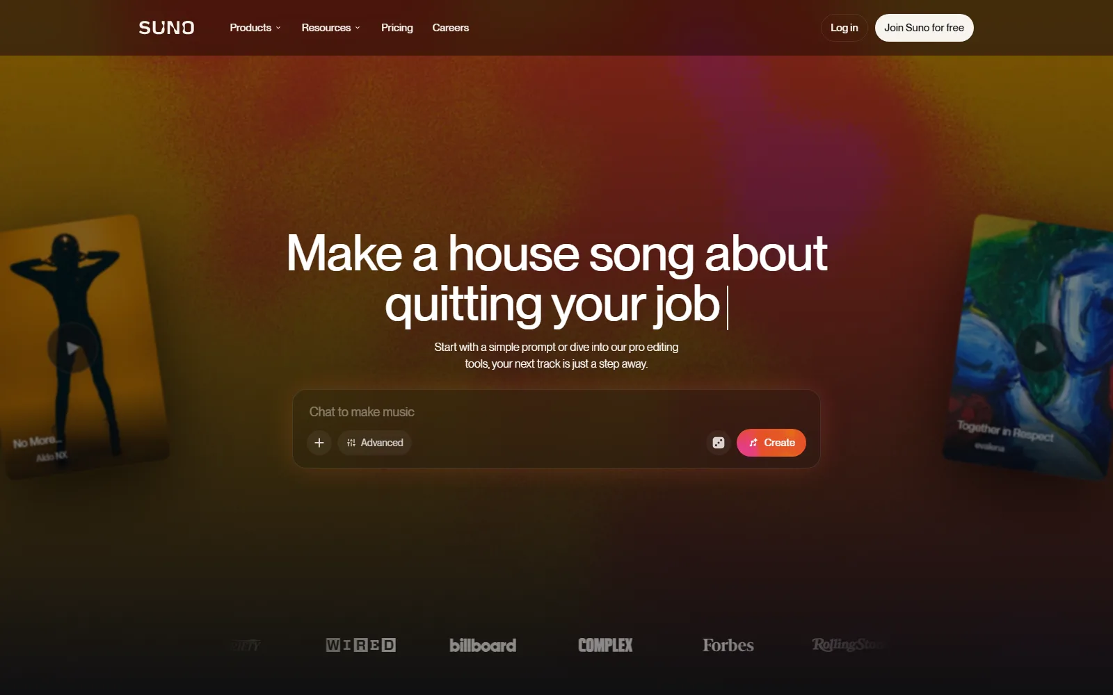 Suno homepage