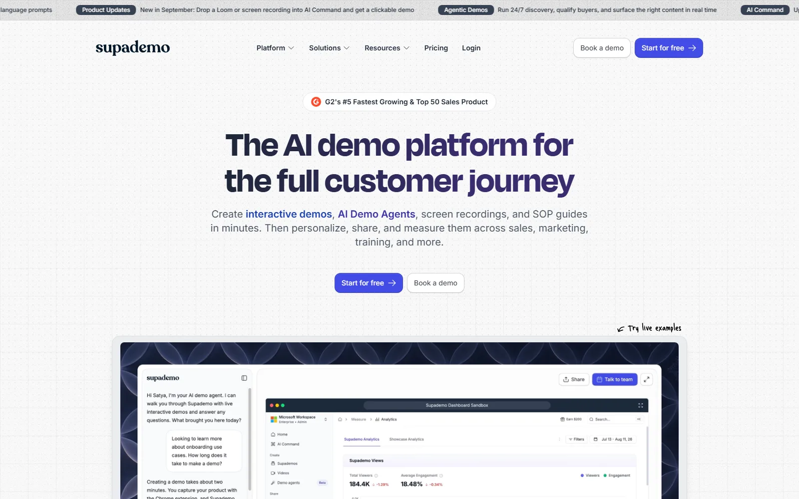 Supademo homepage