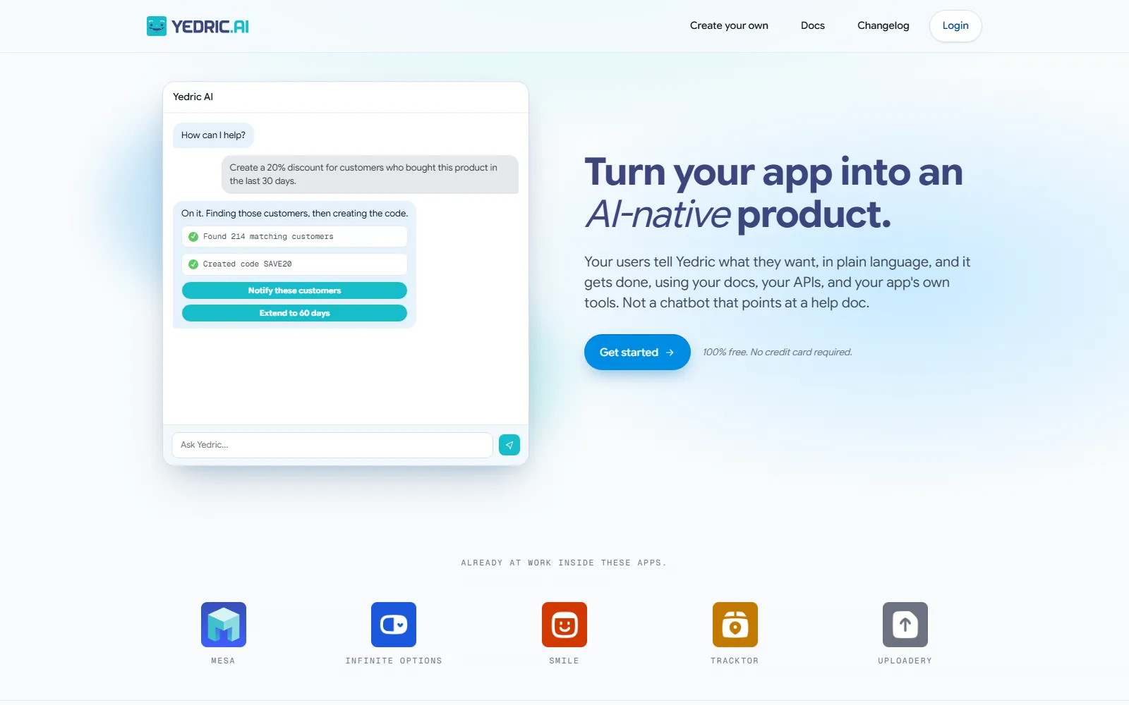Yedric.ai homepage